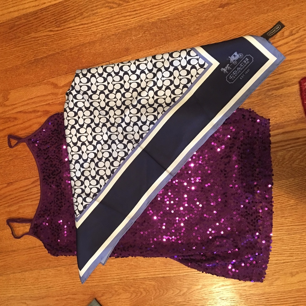 Authentic Coach scarf and small sequenced tank top